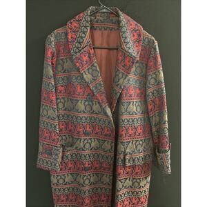 Vintage Union Tag Lanson Long Coat Animal Embroidered Dated 1974-1995 Rare Find